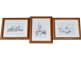 Set Of Three Framed Signed 'Lubov' Drawings