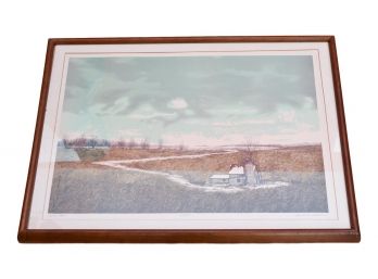 Signed Gualo H. Lubeck Lithograph Titled 'Spring Rain'