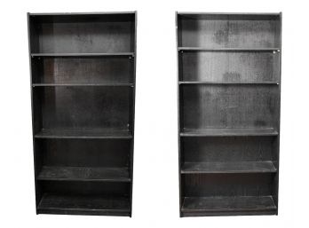 Pair Of Five Shelf Bookcases