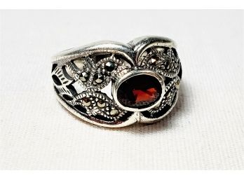Red Stone Sterling Vintage Style Ring