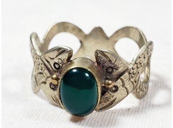 Unique Green Stone Snake Ring