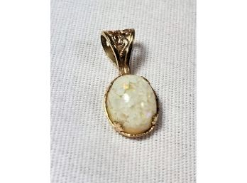 Vintage Gold And Iridescent Stone Pendant