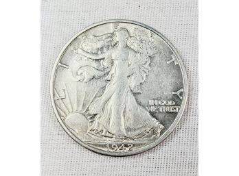 1942 -s  Silver Walking Liberty Half Dollar