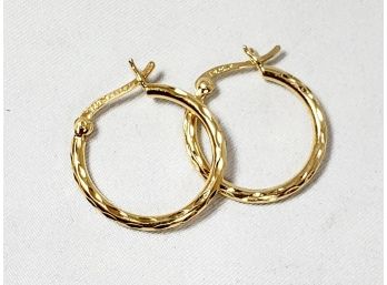 Sterling Silver Gold Overlay  Classic Hoop Earrings