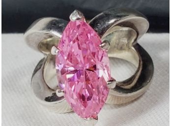 Unique Pink Stone Sterling Silver Ring