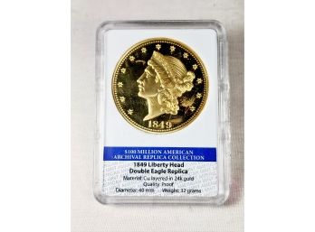 1849 Liberty Head Double Eagle 24kt Gold Layered Replica Coin