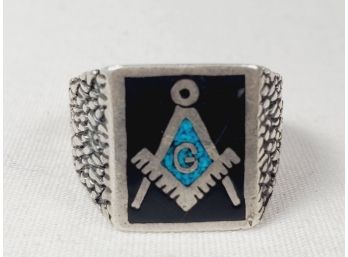 Masons Vintage Inlaid Sterling Silver Ring