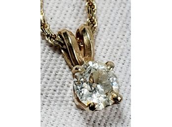 14k Yellow Gold Chain With Diamond Stud Gold Pendent