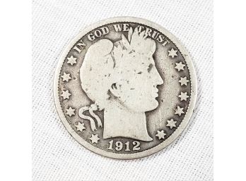 1912 -S  Silver Barber Half