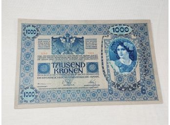 1000 Kronen Austria Hungary 1902 Horse Blanket Note