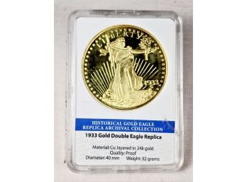 1933 24kt Gold Layered Eagle Replica Coin