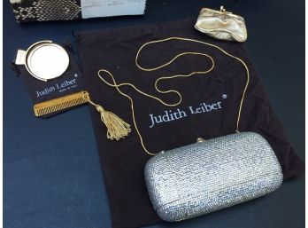 SENSATIONAL 100% Like New JUDITH LEIBER Rhinestone Purse With All Accessories, Box & Pouch