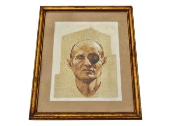 Signed Portrait Of Moshe Dayan By Raul Serlul?