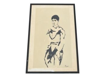 Rare Pablo Picasso Framed Lithograph Of A Male Figure