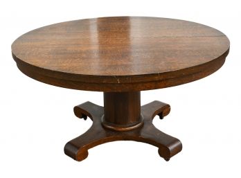 Round Oak Pedestal Dining Room Table
