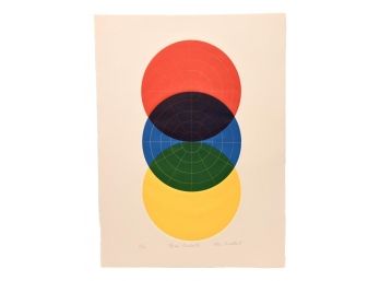 Lola Breidbart (Polish, 20th Century) Signed Collagraph Titled 'Three Circles #2'