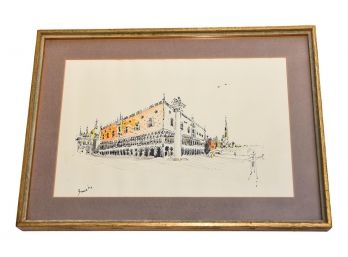 Signed Bruce Watercolor Picture Of A House