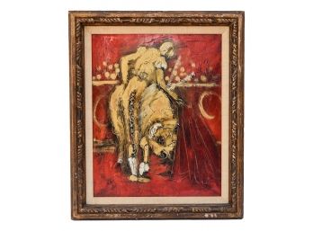 Signed Oil On Canvas Painting Of A Bull And Matador By Corpani?