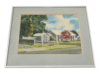Merry Christmas 1984 WA Framed Watercolor Painting