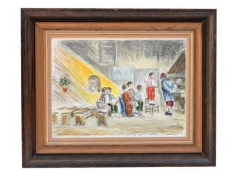 Signed Bela Sziklay (Hungarian, 1911-1981) Hand Colored Etching