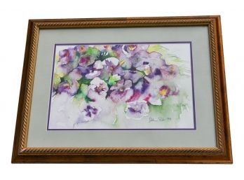 Signed Fletcher Parter Floral Watercolor Painting