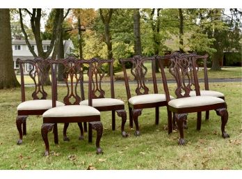 Set Of Six Thomasville Chippendale Style Dining Room Chairs With Ball And Claw Feet