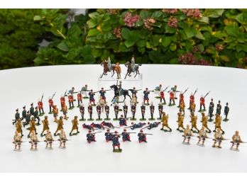 Miniature Hand Painted Vintage Cast Iron Soldiers, Horses And More