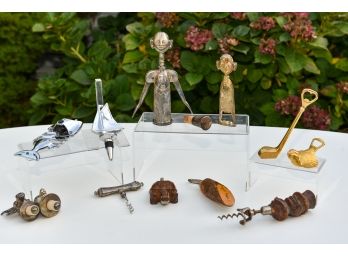 Collection Of Cork Screws, Bottle Stoppers, Bottle Openers And More