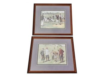 Pair Of Signed A.B. Frost Prints Of Men Golfing