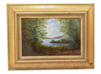 Signed Oil On Board Painting Of A River Scene