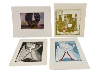 Set Of Four Lola Breidbart (Polish, 20th Century) Collagraph's With Etching On Arches Paper