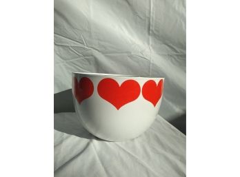 Red & White Enamel Heart Bowl  By Hackman Of Finland