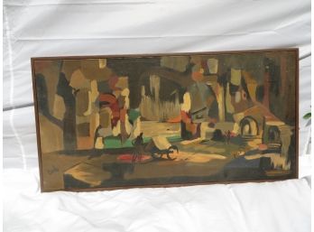 Vintage Mid Century Oil Painting 'Carlo' Of Hollywood Expressionist