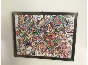 Original Outsider Art 'Colorful Explosion' - WIld! Pen & Marker? On Paper