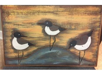 Daisy Eno Painting . Shore Birds Carved And Painted On Wood