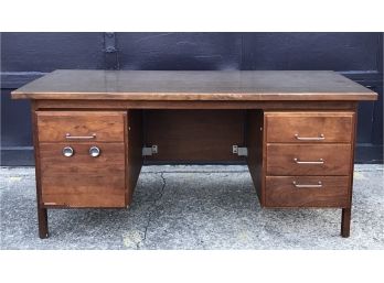 MID CENTURY MODERN Laminate Walnut Top Desk By JENS RISOM