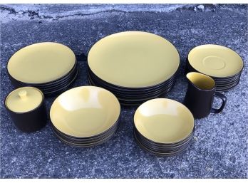 38 Piece MIKASA TERRA STONE Dish Set In Curry Yellow