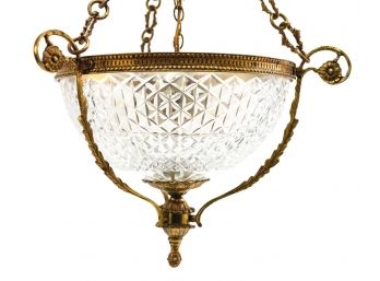 Vintage Bronze And Crystal Pendant Light Fixture