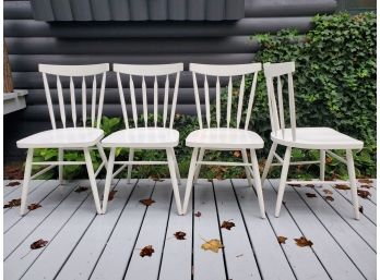 (4) Crate & Barrel White Dining Chairs [2 Of 2 Sets Available]