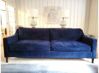 West Elm Paidge Ink Blue Velvet Sofa (Matching Sleeper Also Available)