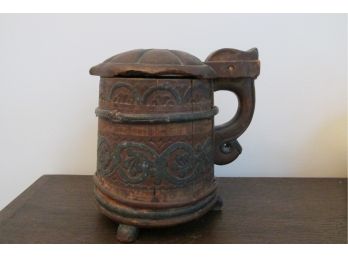 Antique Wooden Tankard Marked On Bottom EHS