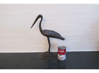 Vintage Mid-Century Modern Metal Art Statue Sculpture Of Crane