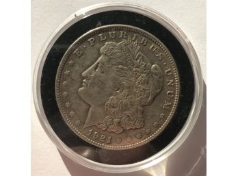 1921 Morgan Silver Dollar In Nice Plastic Holder