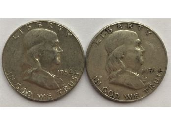 1951 And 1954 Franklin Half Dollars