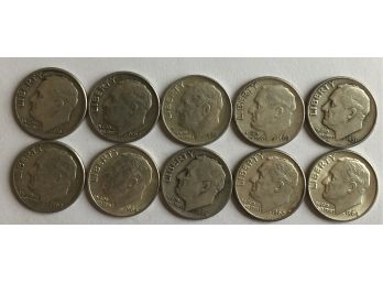 10 Roosevelt Dimes (See Dates On Description)