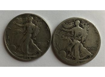 1942 S Walking Liberty Half Dollar & 1945 Walking Liberty Half Dollar