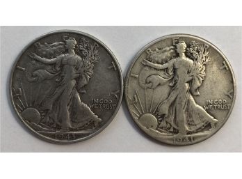 2 Walking Liberty Half Dollars 1941 And 1943