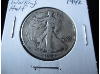 1942 P U.S. Walking Liberty Silver Half Dollar