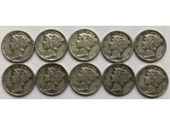 10 Mercury Dimes (See Dates On Description)