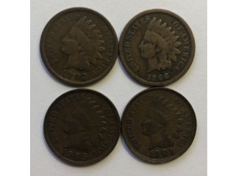 4 Indian Head Pennies (All Nice Coins But Pictures Are Dark)